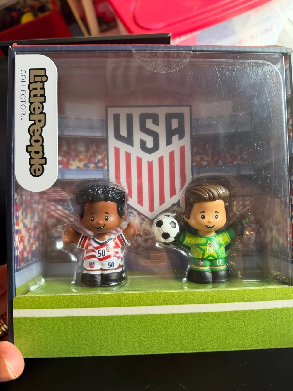 New Little People Collector FIFA USA Soccer 2 Figure Set Display Sports Goalie